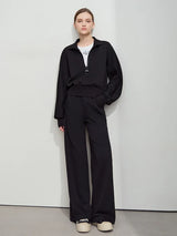 Women's Minimalist Wide Leg Pants - Elastic Waist Casual Trousers