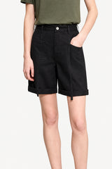 Women's Minimalist Cotton Denim Shorts - Retro Folded Edge Summer Style