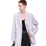 Women's Mid-Length Double Buckle Blazer - Versatile Office Jacket
