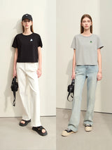 Women's Minimalist Loose Letter Print T-Shirt - Casual Summer Tee