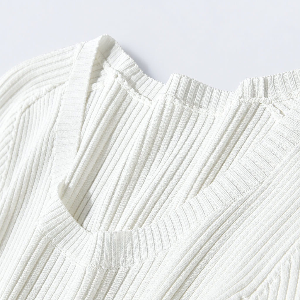 Women's U-Neck Hollow Knit Top - Minimalist Summer Commuter Slim Fit