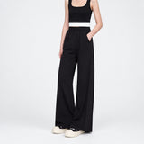 Women's Wide Leg Minimalist Pants - Casual Elastic Waist Trousers