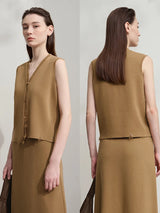 Women's Minimalist Knitted Sweater and Skirt Set - Autumn Casual