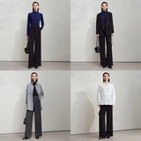 Women's Wide Leg Office Trousers - Minimalist Slim Waist Pants