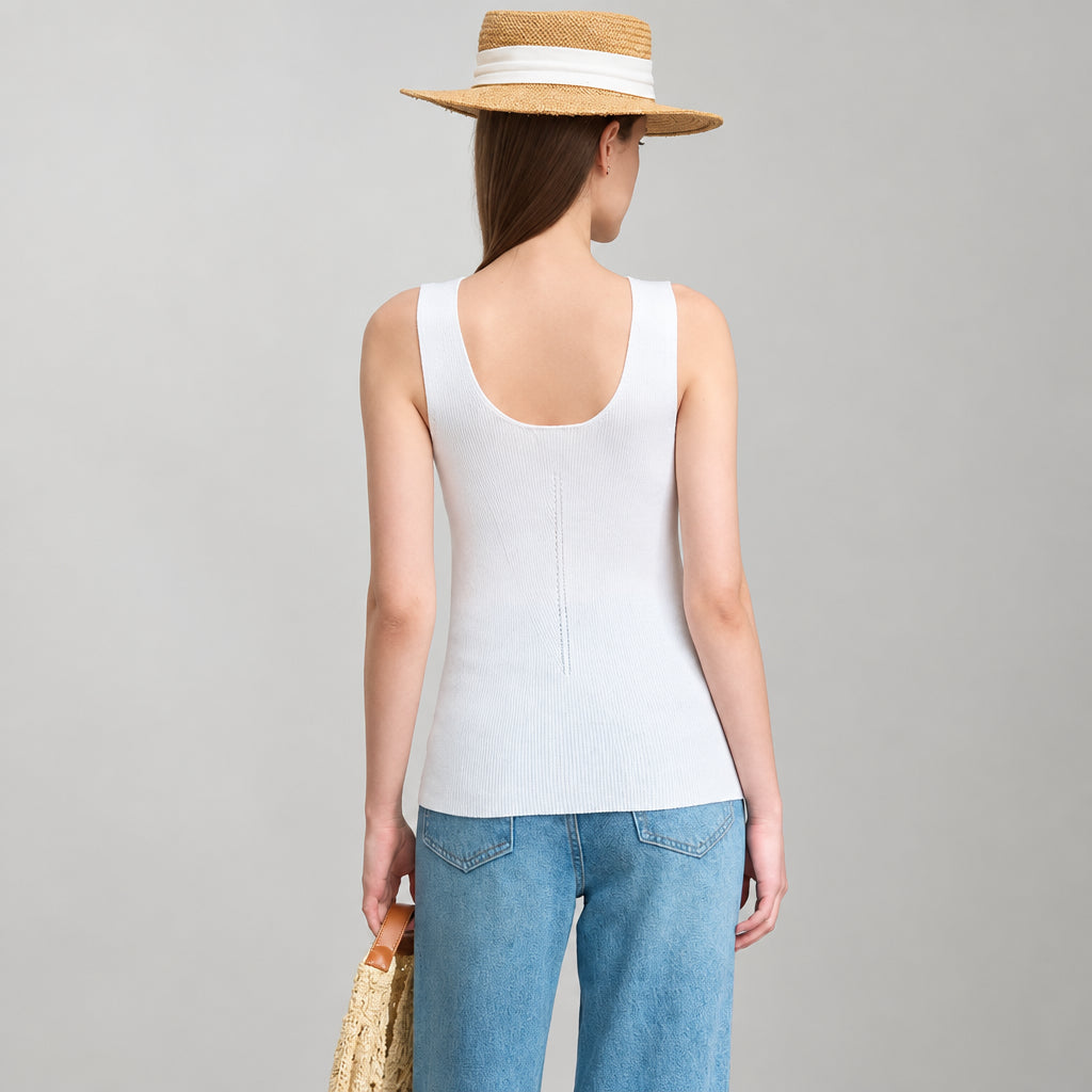 Women's Knitted Camisole - Minimalist Slim U-Neck Summer Tank Top