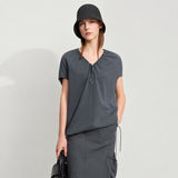 Women's Loose Cotton T-Shirt - Minimalist Summer Raglan Top