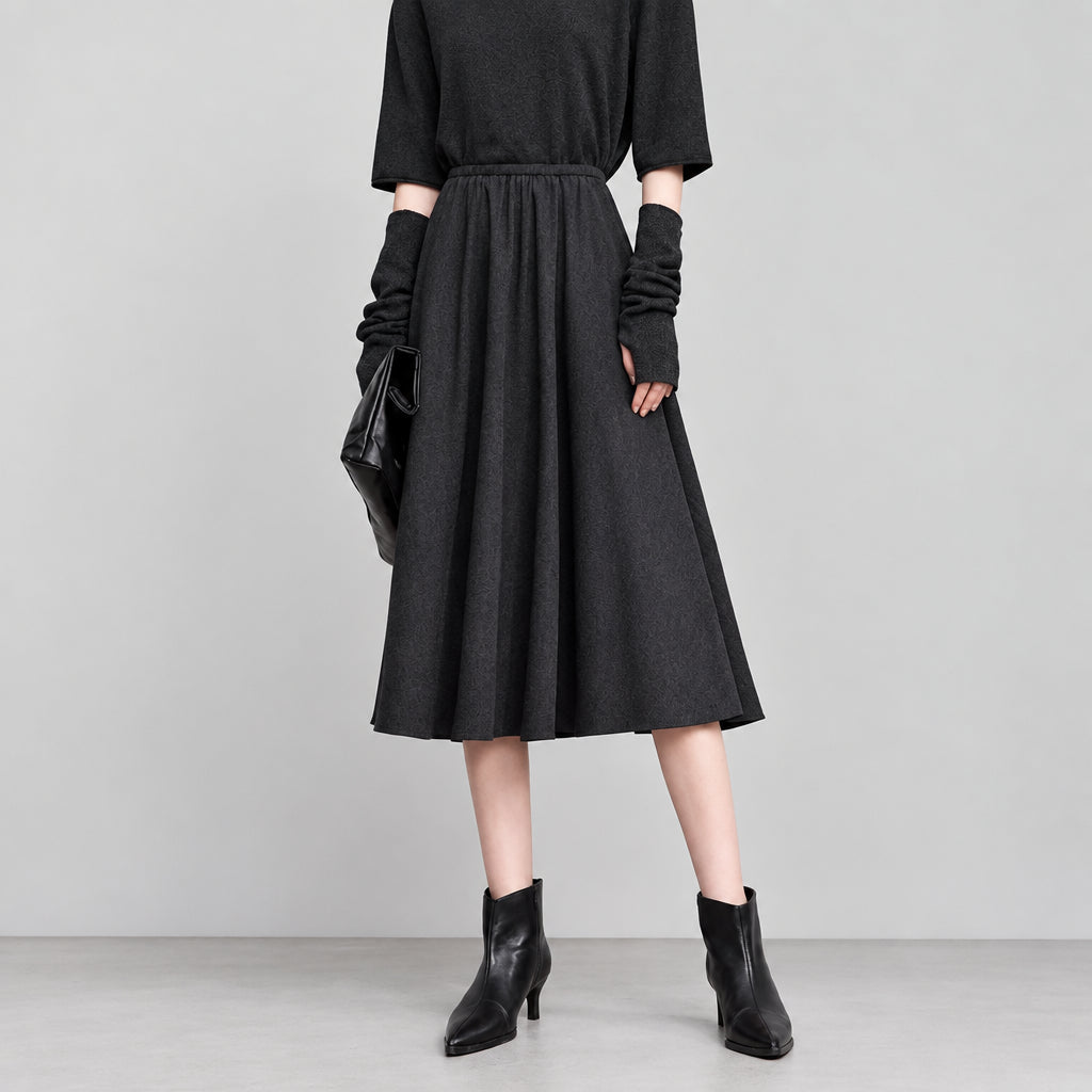 Midi A-Line Skirt - Elegant Office Lady Casual Bottoms