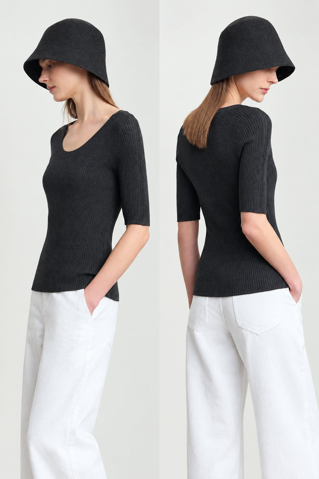 Women's U-Neck Hollow Knit Top - Minimalist Summer Commuter Slim Fit