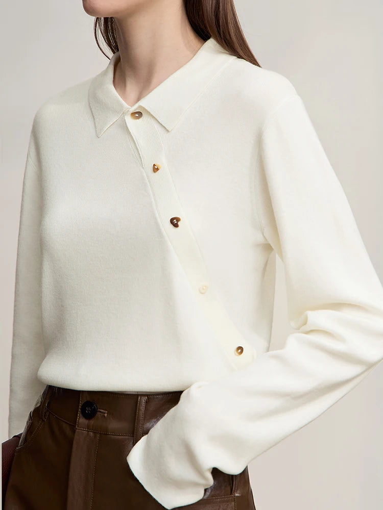 Women's Asymmetrical Knit Sweater - Casual Autumn Pullover Top