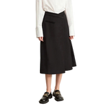 Women's Minimalist A-Line Midi Skirt with Pockets - Office Wear