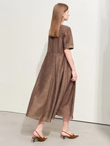 Women's Elegant Jacquard Belted Long Dress - Minimalist Summer Style