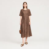 Women's Elegant Jacquard Belted Long Dress - Minimalist Summer Style