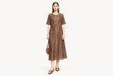 Elegant Jacquard Belted Long Dress - Minimalist Summer Style