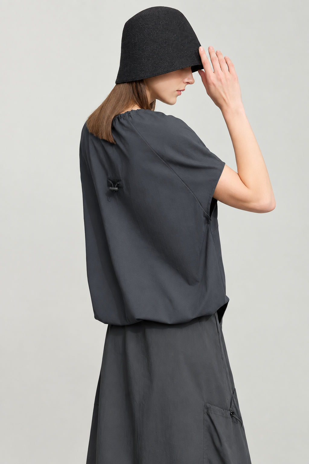 Women's Minimalist Cotton T-Shirt - Adjustable Neckline Summer Top