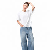 Women's Cotton Letter Print T-Shirt - Loose Fit Summer Tee
