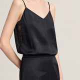 Women's Jacquard Lace V-Neck Vest - Elegant Chinese Style Inner Top