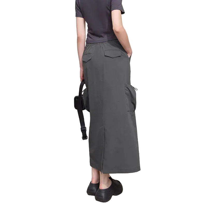 Minimalist Multi-Pocket Long Skirt - Casual Autumn Wear