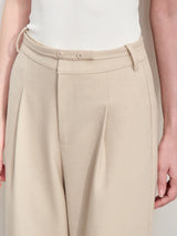 Women's Pleated Wide Leg Pants - Minimalist Belted Casual Trousers