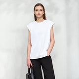 Women's Minimalist Knitted Crew Neck T-Shirt - Summer Commute Top
