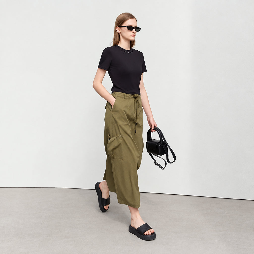Minimalist Multi-Pocket Long Skirt - Casual Autumn Wear