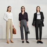 Women's Straight Leg Minimalist Office Pants - Versatile Solid Trousers