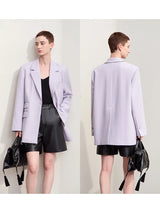Women's Mid-Length Double Buckle Blazer - Versatile Office Jacket