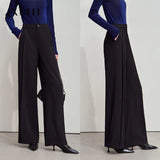 Women's Wide Leg Office Trousers - Minimalist Slim Waist Pants