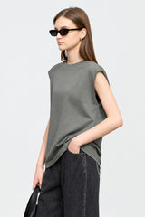 Women's Knitted Crew Neck T-shirt - Minimalist Summer Commute Top