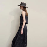 Women's Jacquard Lace V-Neck Vest - Elegant Chinese Style Inner Top