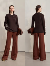 Women's Asymmetrical Knit Sweater - Casual Autumn Pullover Top