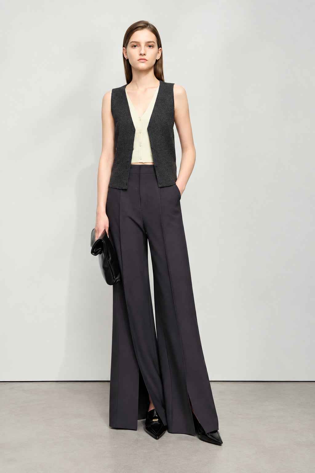 Minimalist V-Neck False Two-Piece Vest - Chic Autumn Layering