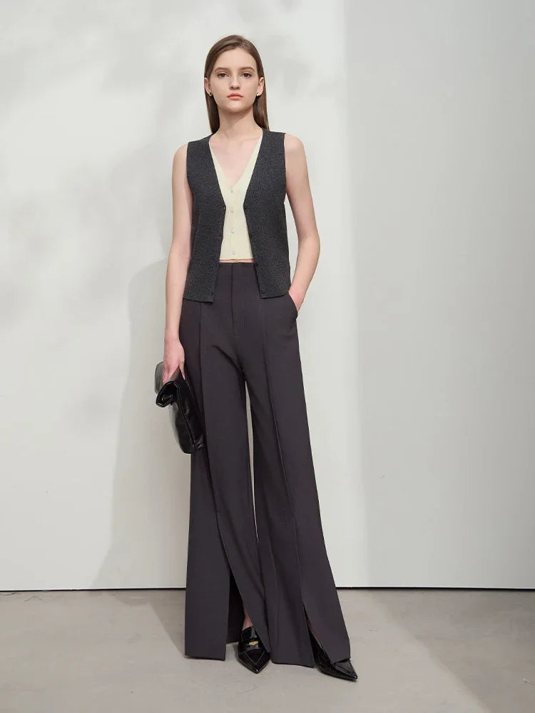 Minimalist V-Neck Vest - Autumn False Two-Piece Layering Top
