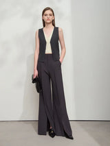 Minimalist V-Neck Vest - Autumn False Two-Piece Layering Top