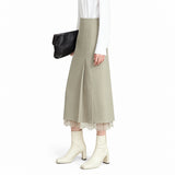 Women's Retro A-Line Pleated Skirt - Elegant Patchwork Design