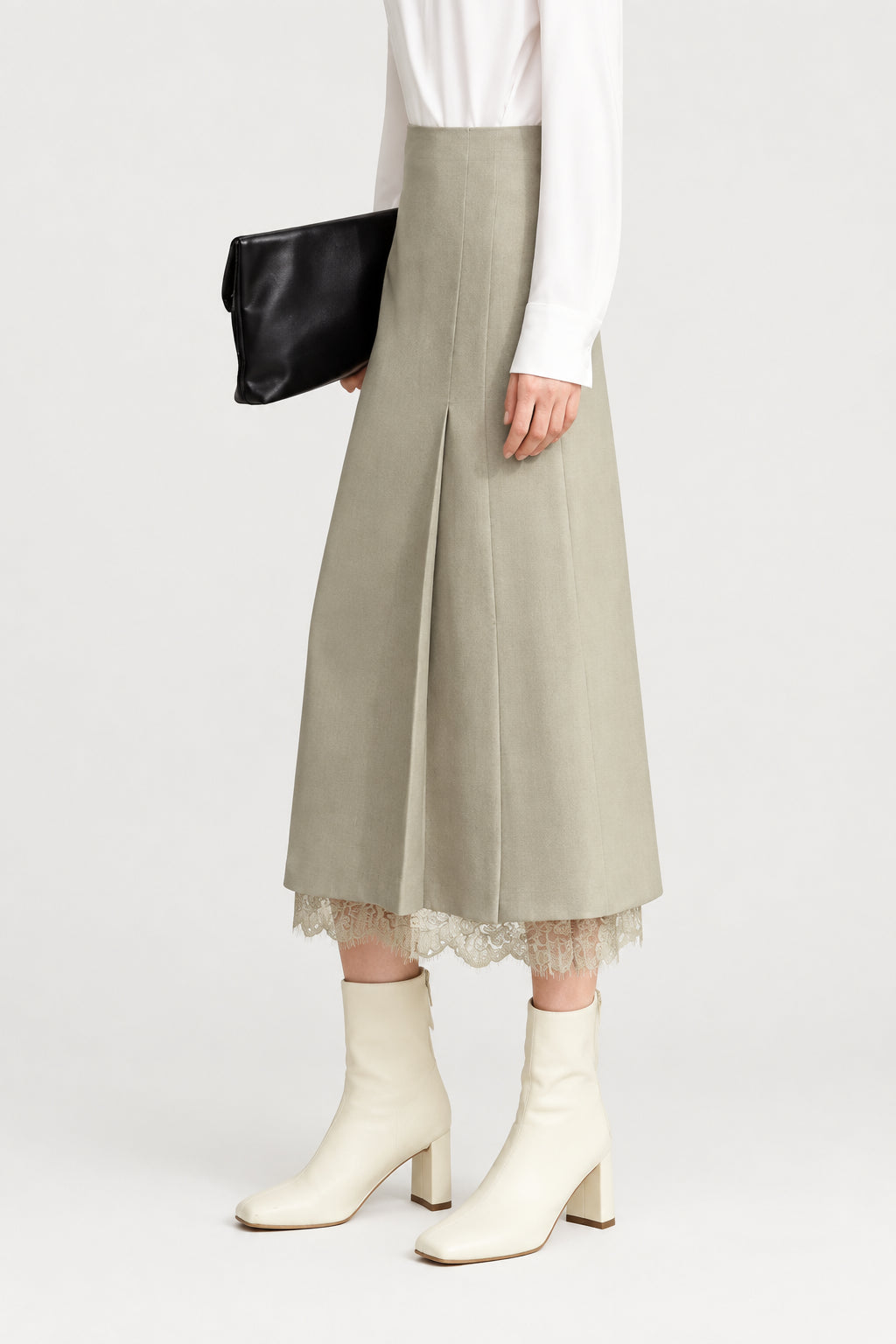 Women's Pleated Patchwork A-Line Skirt - Elegant Autumn Style