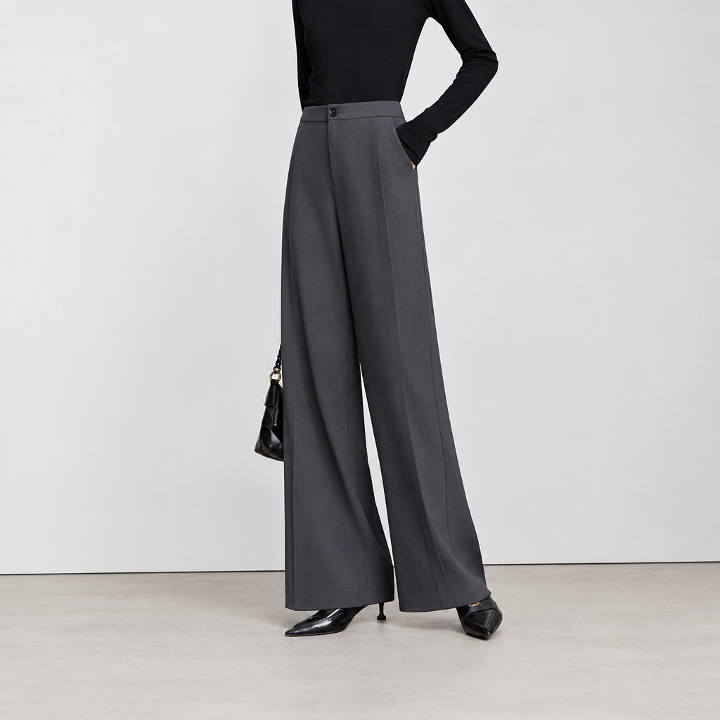 Women's Wide Leg Minimalist Trousers - Autumn Office Casual Pants