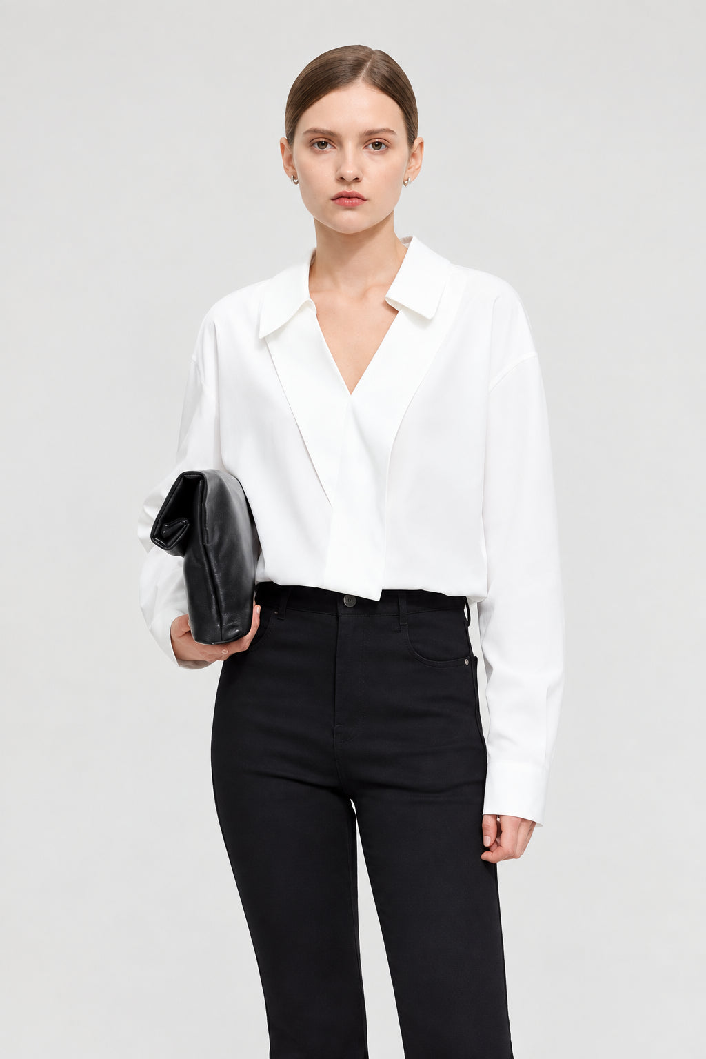 Minimalist V-Neck Blouse | French Loose Casual Women's Shirt