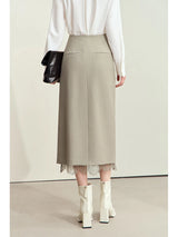 Women's Pleated Patchwork A-Line Skirt - Elegant Autumn Style