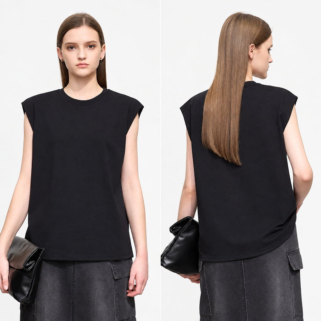Women's Minimalist Knitted Crew Neck T-Shirt - Summer Commute Top