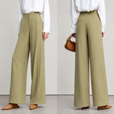 Women's Wide Leg Minimalist Trousers - Autumn Office Casual Pants