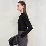 Women's Wool Semi-Turtleneck Sweater - Casual Autumn Pullover