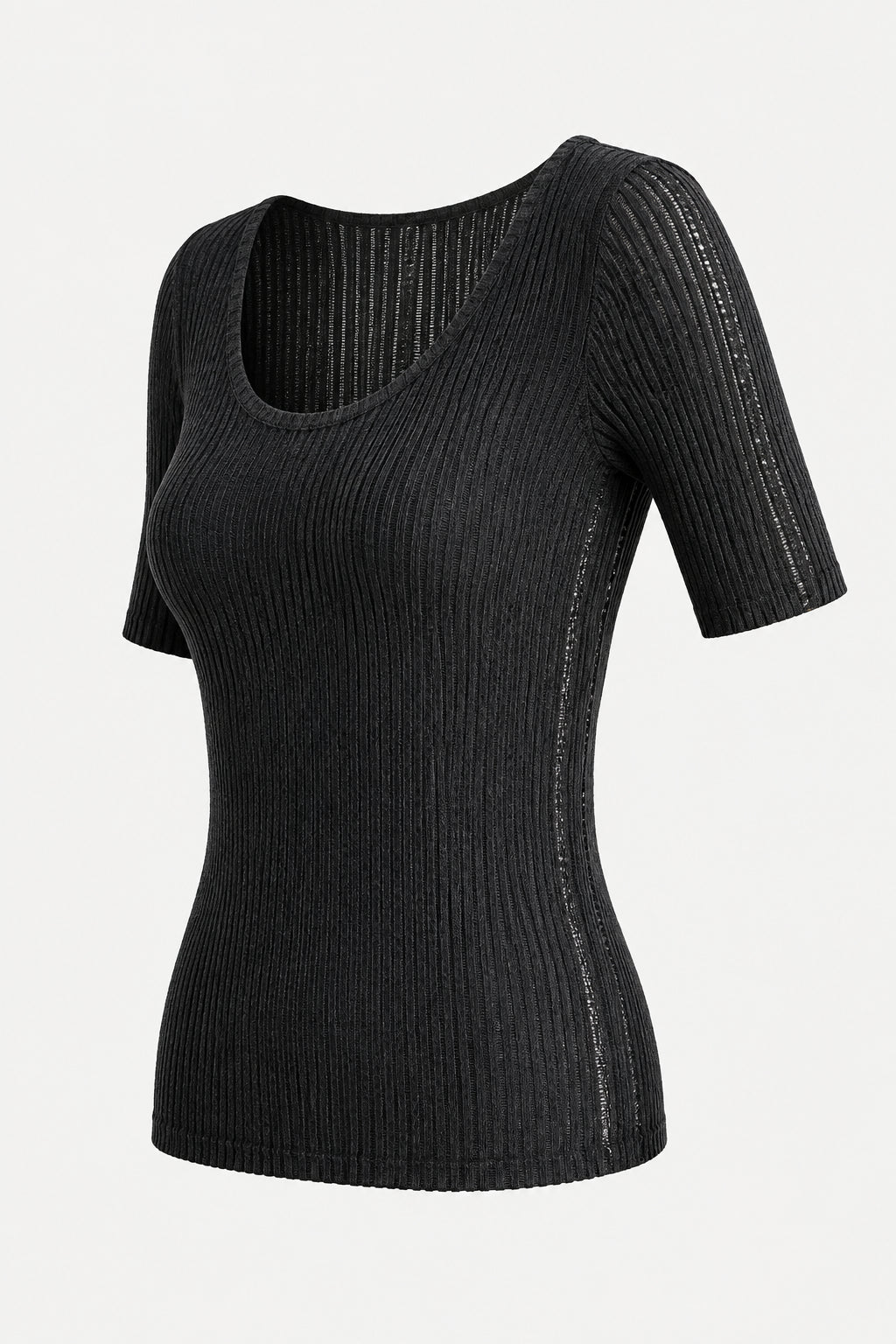 Women's U-Neck Hollow Knit Top - Minimalist Summer Commuter Slim Fit
