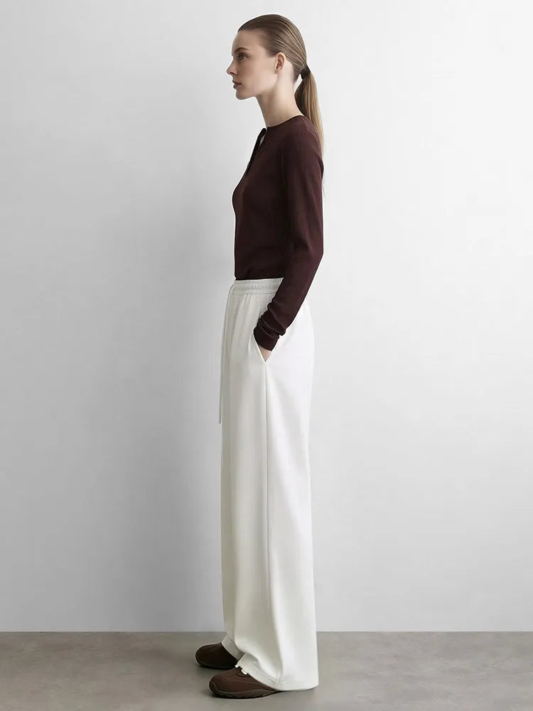 Women's Relaxed Wide Leg Commuter Pants - Elastic Waist Autumn Style