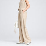 Women's Pleated Wide Leg Floor Pants - Minimalist Casual Trousers