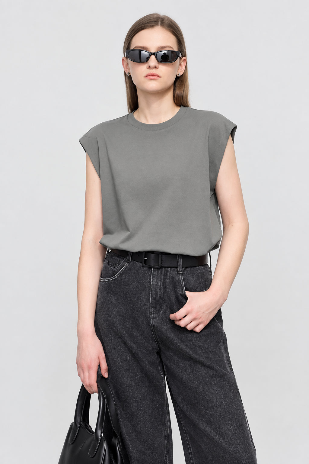 Women's Minimalist Knitted Crew Neck T-Shirt - Summer Commute Top