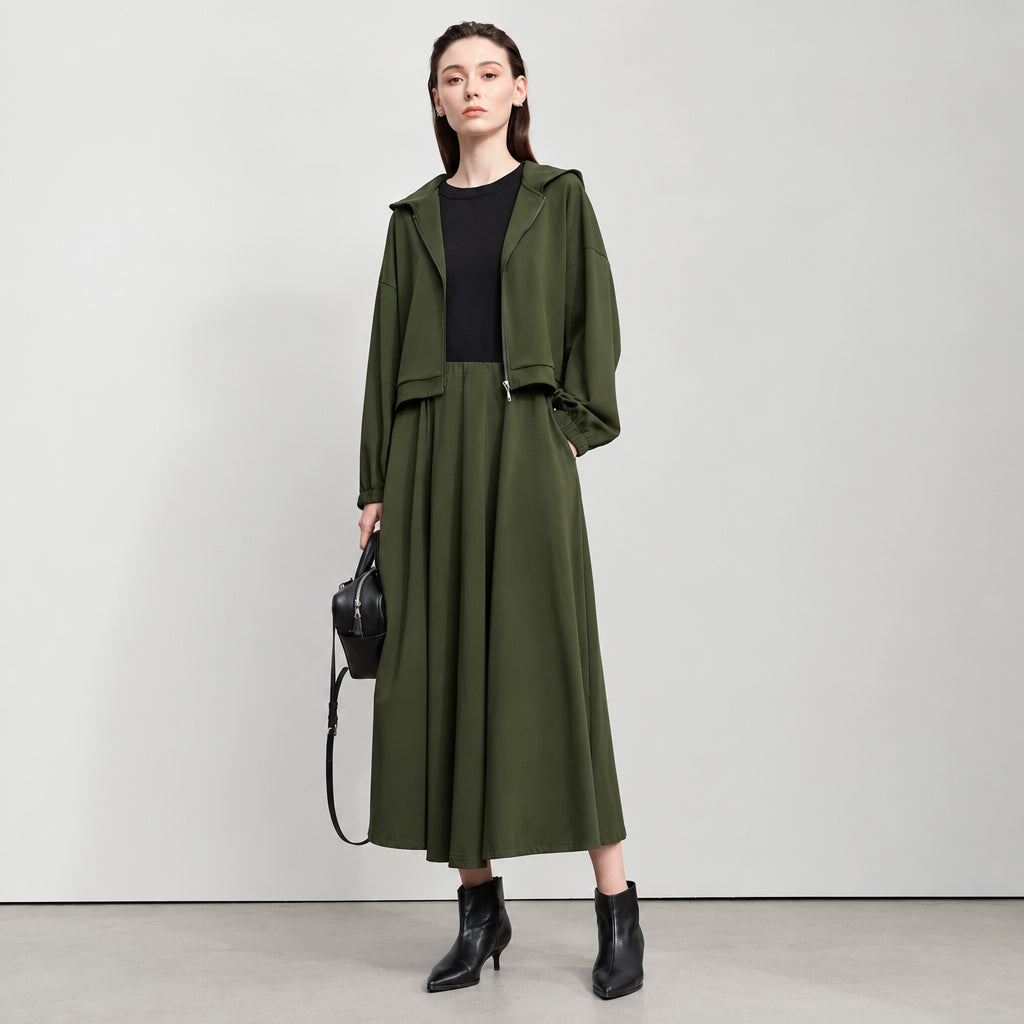 Cotton Knitted A-Line Midi Skirt - Elegant Autumn Fashion
