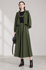 Cotton Knitted A-Line Midi Skirt - Elegant Versatile Autumn Wear