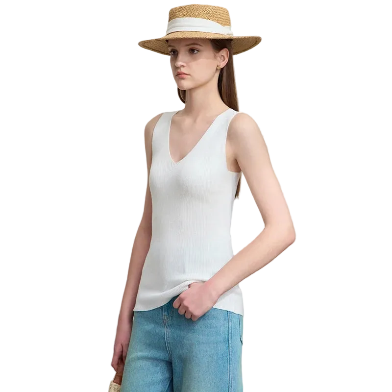 Women's Knitted Camisole - Minimalist Slim U-Neck Summer Tank Top
