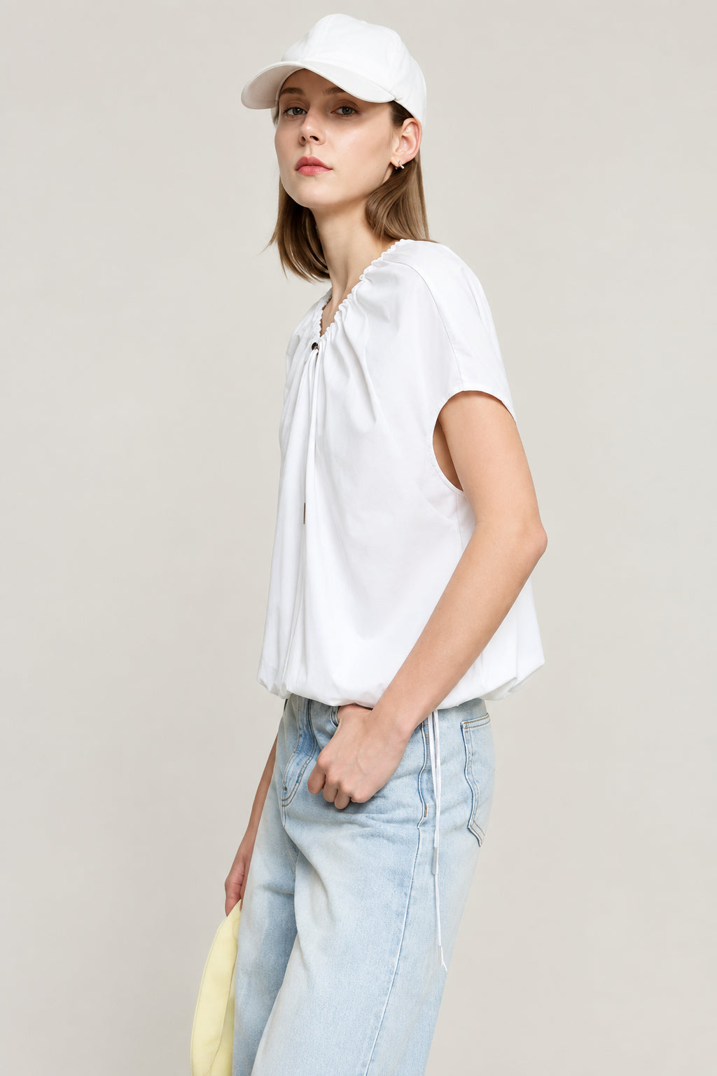 Women's Loose Cotton T-Shirt - Minimalist Summer Raglan Top