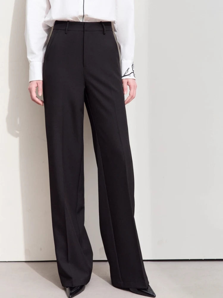 Women's Loose Straight Office Trousers - Minimalist Casual Pants